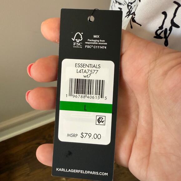 NWT KARL LAGERFELD PARIS Women's Soft Everyday Roll-Sleeve Blouse Size L - Picture 8 of 12